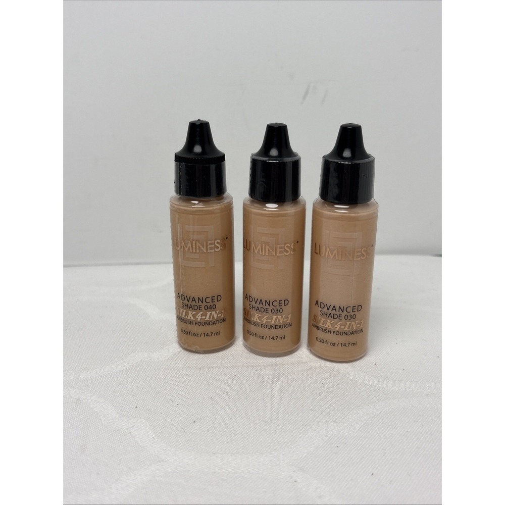 3 Luminess Silk 4-In-1 Shade 2 - 030 1 - 040 Advanced Airbrush Foundation .50 oz